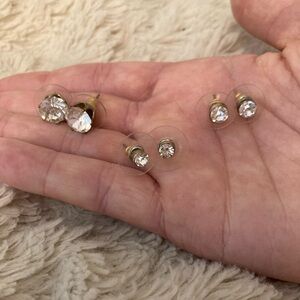 Faux Diamond Gold Stud Earrings trio set